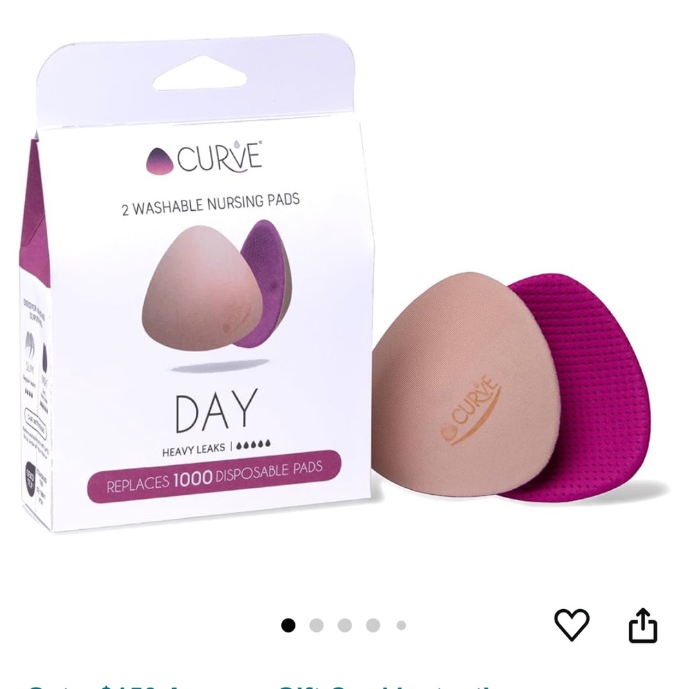 Curve reusable and washable breast pads for breastfeeding